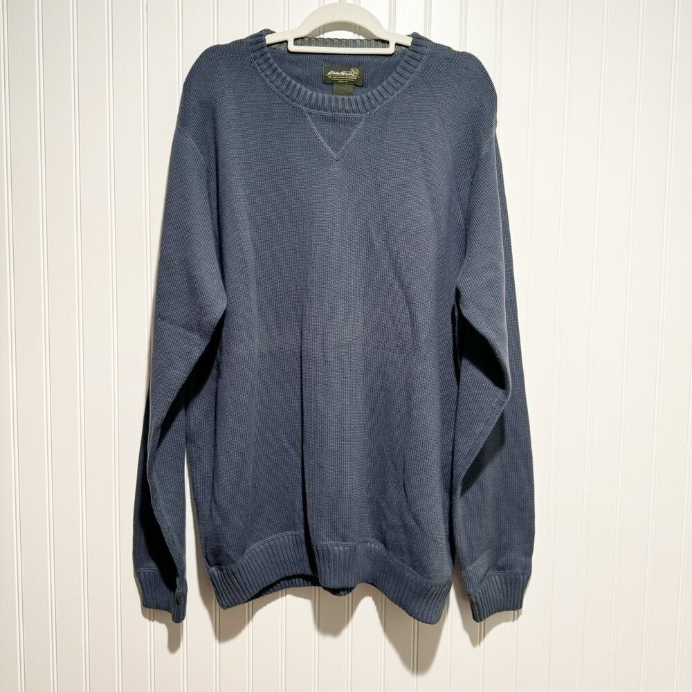 Eddie Bauer Cotton Sweater Blue Gray NEW Mens XL
